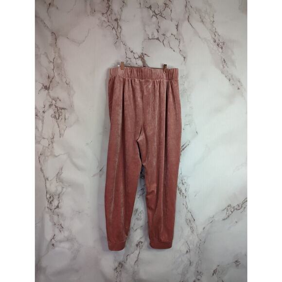 ASOS Sweatpants Women 14 Large Pink High Rise Stripe Jogger Pull On Velour Track - Picture 5 of 9